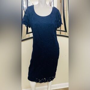 Elegant Navy Lace Dress